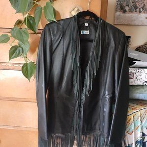 Black Leather fringe jacket